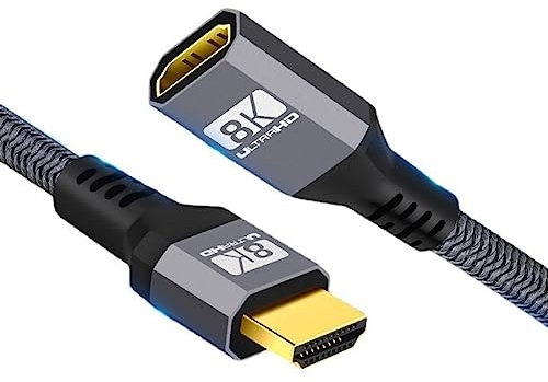 Chenyang Câble HDMI 2.1 UHD 8K 60 Hz 4K 120 Hz 48 Go Mâle vers Femelle - Extension avec Audio 3D, Cordon 0,5 m