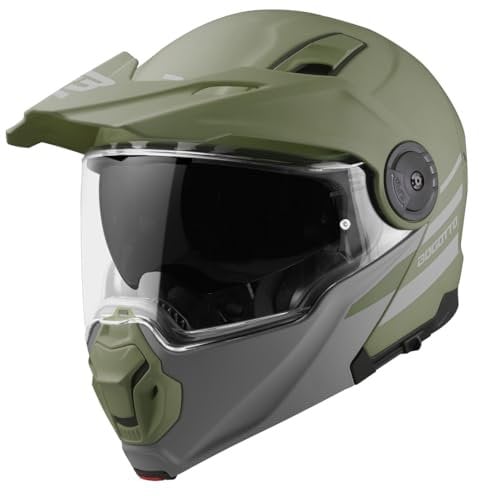 Bogotto FG-102 Duo Fiberglas Klapphelm, grün matt, L