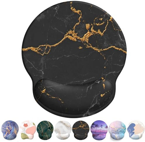 Giecy Alfombrilla Ratón Reposamuñecas,Gaming Mouse Pad Ergonómica con Apoyo de Gel,Alfombra Raton para Ordenador,reposamuñecas Raton con Base de PU Antideslizante(Mármol Negro)