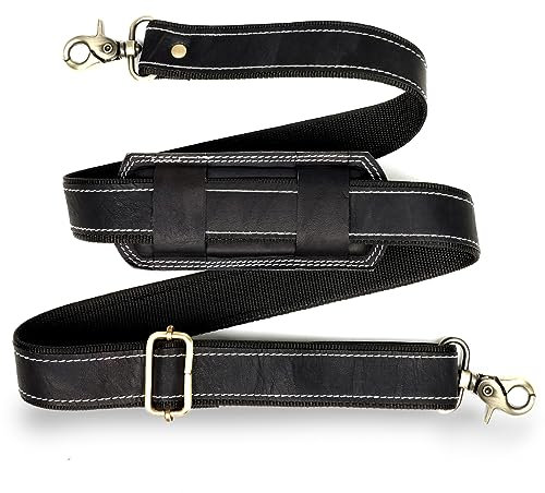 Bagsifi 60-inch Genuine Black Leather Shoulder Straps for Bags Perfect Crossbody Strap for Laptop Bag, Messenger Bags, Briefcase, Satchel, Purse, Handbag, Duffle Luggage, Totes, Gym Bags