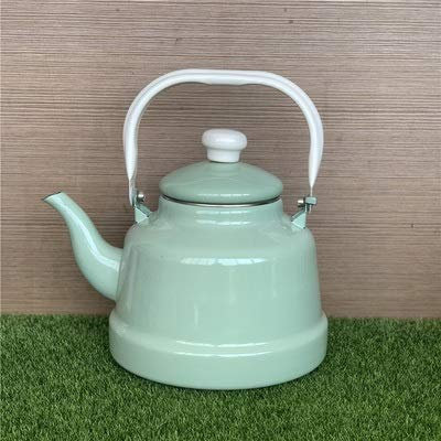 Style Porcelain Enamel Ancient Bell Pot Cool Peppermint Green Restaurant Pouring Cooking Water Teapot Retro Tea Kettle Commemoration Day