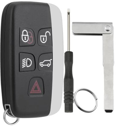 GZXNKEY Auto Schlüssel Gehäuse Für Range Rover Evoque Sport Land Rover Discovery Schlüssel Smart Key Case mit Uncut Schlüssel mit Schraubendreher Schlüsselring