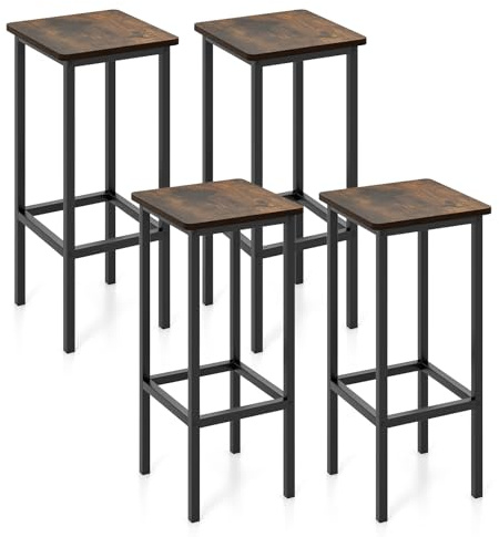 COSTWAY Barhocker 4er Set, Barstuhl mit Stahlgestell & Fußstütze, Küchenstühle küchenhocker bar hocker, einfache Montage, Industrie-Design, für Küche, Esszimmer, Wohnzimmer