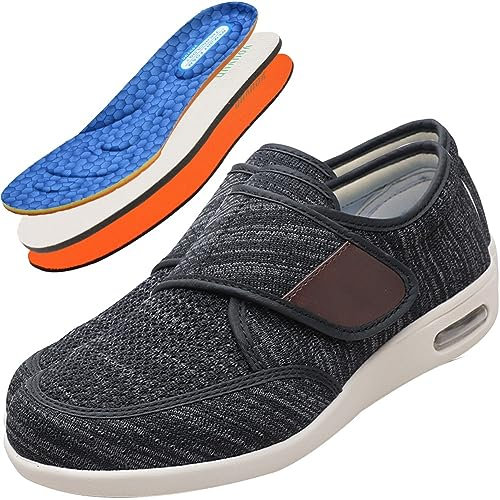 Möge Pantoufle OrthopéDiques Homme, Chaussure pour Pied Gonflé Chaussures Pieds Larges Chaussures Homme Extra Large (Color : Black Gray, Size : 40 EU)