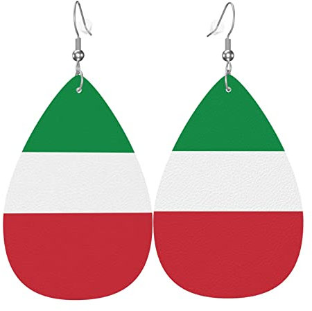 Damen Ohrringe Ohrhänger Leichte Ohrringe Hängend Kunstleder Schmuck Flagge Italiens