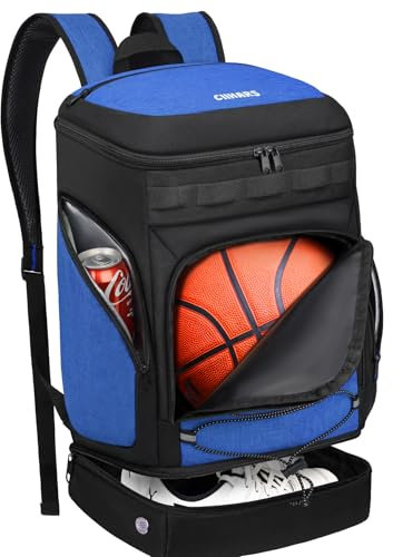Ciihars Basketball-Rucksack, große Sporttasche mit separatem Ballhalter und Schuhfach, ideal für Basketball, Fußball, Volleyball, Fitnessstudio (blau)