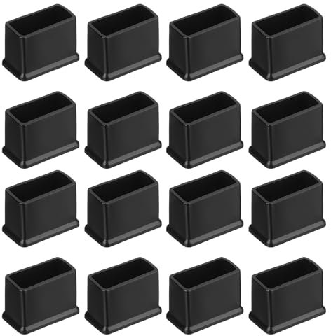 QUARKZMAN 26Pcs Embouts de Pieds de Chaise Carrés en PVC, 30mm x 15mm OD, Noirs, Patins de Pieds de Meubles pour Table, Capuchons de Protection de Sol pour Table de Patio