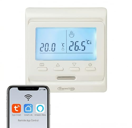 Warmcoin® W51-WLAN Thermostat für Fußbodenheizung Weiß (16A 230V) | Smarte App-Steuerung kombiniert mit praktischen physischen Tasten. Programmierbar, präzise und einfach zu bedienen