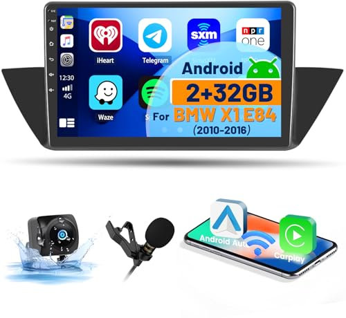 Hikity Android 15 Autoradio für BMW X1 E84 2010-2016 mit Wireless CarPlay Android Auto Mirror Link, 10,1 Touchscreen Car Radio mit Bluetooth Navi WiFi SWC FM/RDS Mic Rückfahrkamera