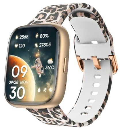 Tznzxm Replacement Bands Compatible with Faweio IDW26 Smart Watch Bands, Brown leopard-print Adjustable Soft Silicone Wristband Straps for Faweio IDW26 1.83 Smartwatch