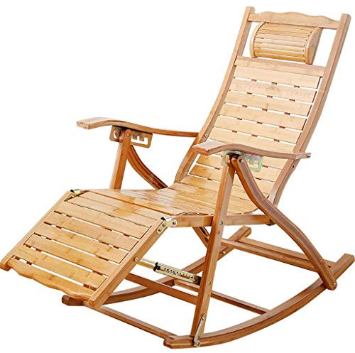 QUSYZD Schaukelstuhl Klappsessel Schaukelstuhl Liegestuhl Relaxsessel Liegesitz Bambus,