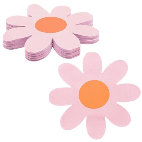 TNSLAND 40 Stück Servietten Gänseblümchen Servietten Blumen Bunt Servietten Sommer Party, Servietten Blumenform, Napkins Gänseblümchen deko Servietten Sommerfest Geschirr Party Dekoration (Lila)
