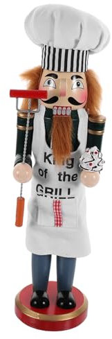 Amosfun Decorazione Natalizia Schiaccianoci 38 Cm Statuetta Dello Schiaccianoci Chef Artigianato in Legno Per Natale