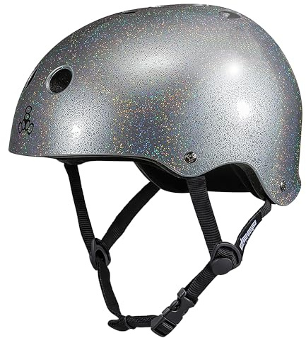 Triple Eight Deep Cover Helmet – Ideal for Skateboarding, Cycling, BMX, and Roller Skating - Large/X-Large - Silver Glitter