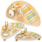 Mamabrum Holz Musikcenter für Kinder 9m+, Musical Jump Toy Set mit Xylophon, Mini-Schlagzeug & Drehinstrumente - Lernspielzeug zur Musikentwicklung (4 Teile)
