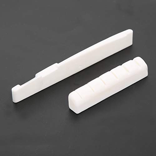 High-End-Gitarrensattel-Set aus Reinem Kuhknochen für Folk-Akustikgitarre, weiß, Starke Saiten