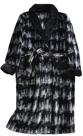 Herren Plüsch Plaid Robe Winter Dickes Warmes Fleece Volle Länge Fleece Groß Und Hoch Bademantel Nachthemd Anzüge Weiß XL, weiß, XL