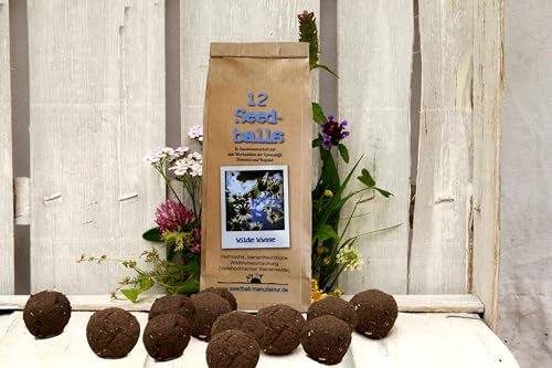 Seedball 12er Pack *MadeInGermany* unterstützt von regionaler Behindertenwerkstätte - nachhaltige Geschenke | Samenbomben, Blumensamen, Samenkugeln, Blumenkugeln (Seedballs Wilde Wiese - 12 Stück)