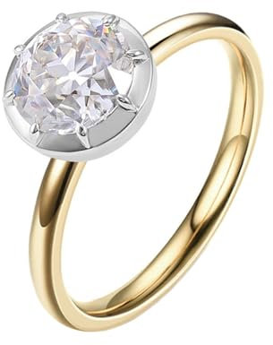 AMDXD Gold 585 14K Eheringe Echt Schmuck, Klassiker Partnerringe mit 3ct Moissanit, Gelbgold Au585 Pärchen Ringe Freundschaftsringe, Gr.48 (15.3)