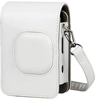 VBPBHFFNMW Hybrid Instant Film Camera Bag PU Leather Retro Black Brown White Carrying Case Shoulder Bag Fit For Fujifilm Instax Mini Liplay camera bag(White)