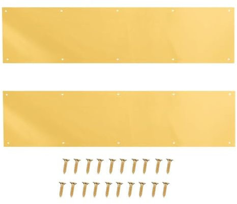 SUMBIN 2 Sets Door Kick Plate Kick Plates for Exterior Doors Stainless Steel 304 Kick Plate for Doors Decor Avoid The Door from Kicking (Satin Gold, 10 x 34 Inches)