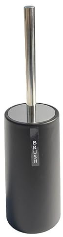 Toilet brush and bracket, floor-standing,long handle,stainless steel anti-rust, durable toilet brush (Black)