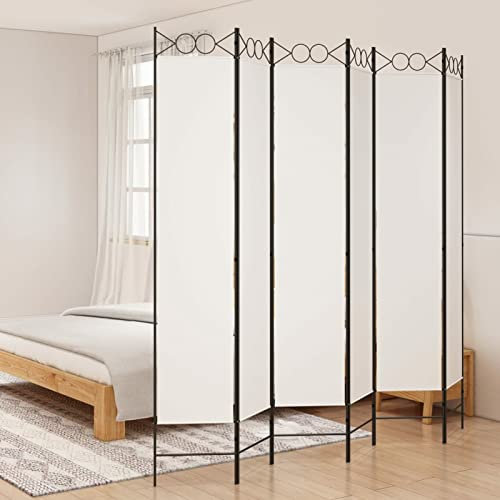 Xichuzi 6-TLG. Paravent, Raumteiler, Trennwand, Sichtschutz, Room Divider, Umkleidekabine, Raumabtrennung, Raum Teiler, Faltwand, Weiß 240x220 cm Stoff