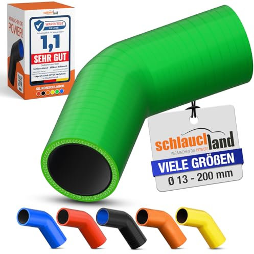 4 Stück | Silikonbogen 45° Grad ID-Ø 102mm grün 200°C | VIELE GRÖSSEN & FARBEN | Silikon-Schlauch Ladeluft LLK Kühler Schlauch-bogen Turbo Kühlmittel Kühlwasser Ansaug Gummi flexibel Rohr | PREMIUM