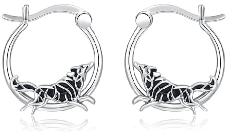 PARYFO Wolf Ohrringe 925 Sterling Silber Nordischer Wolf Creolen Ohrringe für Männer Nordischer Wikinger Schmuck Geschenke für Herren Jungen Damen, Sterling Silber