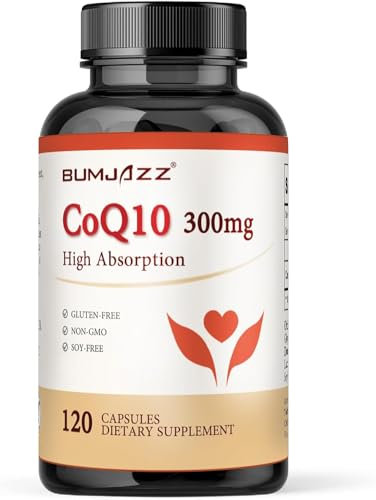 CoQ10 300 mg - 120 gélules - Haute absorption - Sans OGM - Sans gluten - Supplément de coenzyme Q10 - Gélules de CoQ10