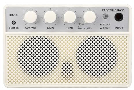 Altavoz de bajo 10W para Amplificador Eléctrico, Amplificador de bajo Recargable Portátil de Doble Canal con BT, Entrada Aux, Salida de Auriculares, Canales de Manejo Limpio,