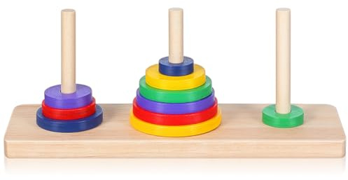 Toddmomy Holz Turm Von Hanoi Intellektuelles Brettspiel Für Kinder Ab 6 Jahren Kreatives Holzspielzeug Mit Glatter Oberfläche Puzzle Spielzeug Zum Trainieren Von Logischem Denken Und Kreativität