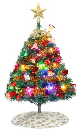 Mini Desktop Weihnachtsbaum, 60cm kleine künstliche Tischplatte Weihnachtsbaum mit LED-String-Lichter, Weihnachtsbaum für Büro, Schreibtisch, Zimmer, Heimdekor