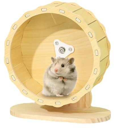 Laufrad aus Holz für kleine Tiere – weiches Laufrad für Hamster, stabile und rutschfeste Konstruktion, ermöglicht eine gleichmäßige Bewegung und ein sanftes Training der Gelenke