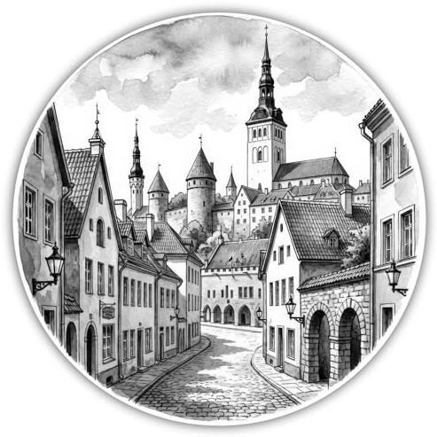 Samunshi® Tallinner Altstadt aus Estland Aufkleber Sehenswürdigkeiten Autoaufkleber für Motorrad Fahrrad Helm oder Auto Wohnmobil 10x10cm