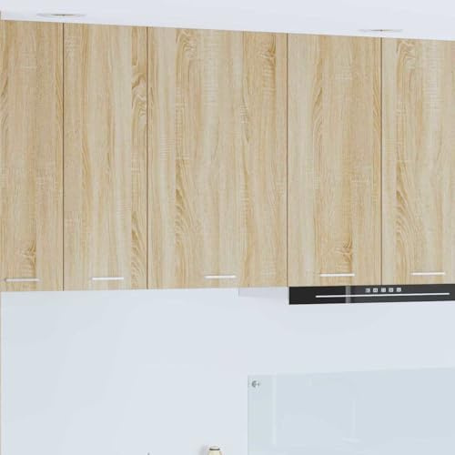 GeenYuu Armoire Suspendue en Bois d'ingénierie chêne Sonoma et Blanc 50 x 31 x 80 cm avec Porte, Meuble Rangement Cuisine pour ustensiles casseroles Vaisselle et épices, Design Moderne et Durable