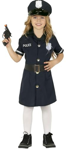 FIESTAS GUIRCA | Police Girl Fancy Dress Costume for Children - Dress, Belt and Hat - Police Officer Costumes for Halloween, Carnival and Fancy Dress Parties - Ideal for Girls