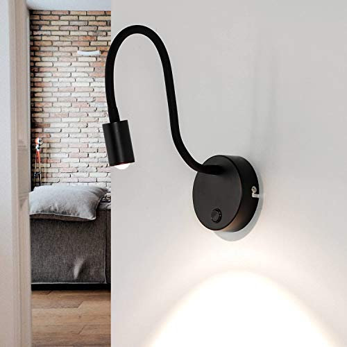Wandleuchte Innen LED flexibler Spot Metall schwarz 5W inklusive verstellbar Leselicht Leselampe Wandlampe Spot Schlafzimmer