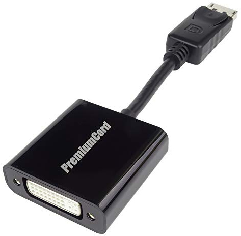 PremiumCord DisplayPort auf DVI Adapter, Video Full HD 1080p 60Hz, DisplayPort Stecker auf DVI Buchse, Länge: 15cm, schwarz