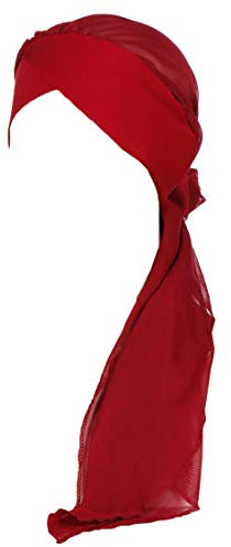 YONKOUNY Damen Kopftuch Chiffon Sommer Elegante Einfarbig Schal Turban Kopftücher Wrap Beanie Mütze Kopfbedeckung Bandana für Krebs, Chemo, Haarausfal (Weinrot)