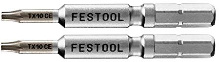 Festool TX bit TX 10-50 Centro/2 205076 | Torx Screwdriver Bit TX 10 for CENTROTEC System - 50 mm Length Chrome Plated - 2 Pieces Included