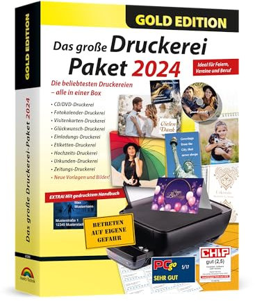 Das große Druckerei Paket 2025 - Einladungen, Glückwunsch Karten, Etiketten, CD-DVD Labels, Visitenkarten für Windows 11, 10, 8.1, 7