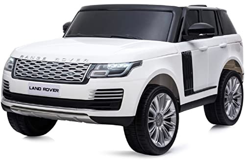 Licensed 24V Vogue HSE 4WD 2 Seater Ride On Jeep with MP4 Player, Leather Seats, EVA Tyres and Bluetooth Parental Remote - White | Outdoor Toys | Opening Doors and Bonnet