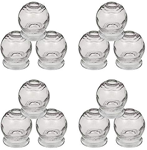 Rukauf Lot de 12 Ventouses en Verre - Diamètre : 5,5 cm - Hauteur : 6,4 cm - Massage sous Vide