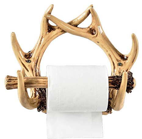 TentHome Kreativer Toilettenpapierhalter Klopapierhalter Geweih Rustikaler Klorollenhalter WC-Rollenpapier Badzimmer Papierrollenhalter Wandmontage Bad Küche Zubehör (Antik beige)