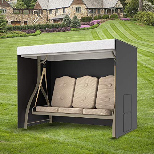 JTWEB Garden Swing Cover 3 Seater Waterproof Windproof Anti-UV Heavy Duty 210D Oxford Fabric Outdoor Garden Hammock Cover With Side Pocket