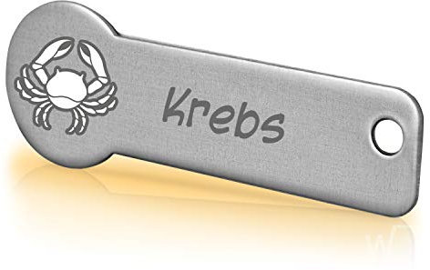 Einkaufswagenlöser ® Code24 Sternzeichen Krebs/Schlüsselanhänger Einkaufschip mit Schlüsselfundservice/Abziehbarer Einkaufswagenchip Metall, Chip Einkaufswagen, Key Finder / 2 Jahre Fundservice