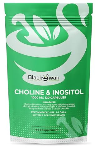 Black Swan Choline & Inositol Capsules - 1000mg Weight Management Skin Health PCOS Fertility Support Natural Supplement - 120 Caps 4 Month Supply