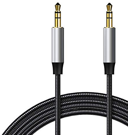 Eono Aux Kabel 3,5mm Audio Kabel, 3.5 mm Klinkenkabel mit Nylon kompatibel mit Kopfhörer, iPod iPad, Echo Dot, Laptop, Heim/KFZ Stereoanlagen, MP3, Silber
