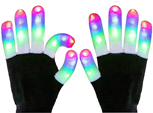 LNCOJOLM LED Light Up Glove & Glasses Christmas Party Costumes Outfit, Glowing Glasses Flashing Finger Glove Birthday Festival Party Supplies Toy Gift